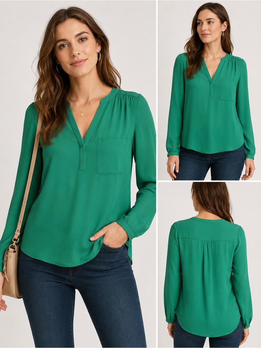 Pleione Emerald Green Chiffon Blouse ✨